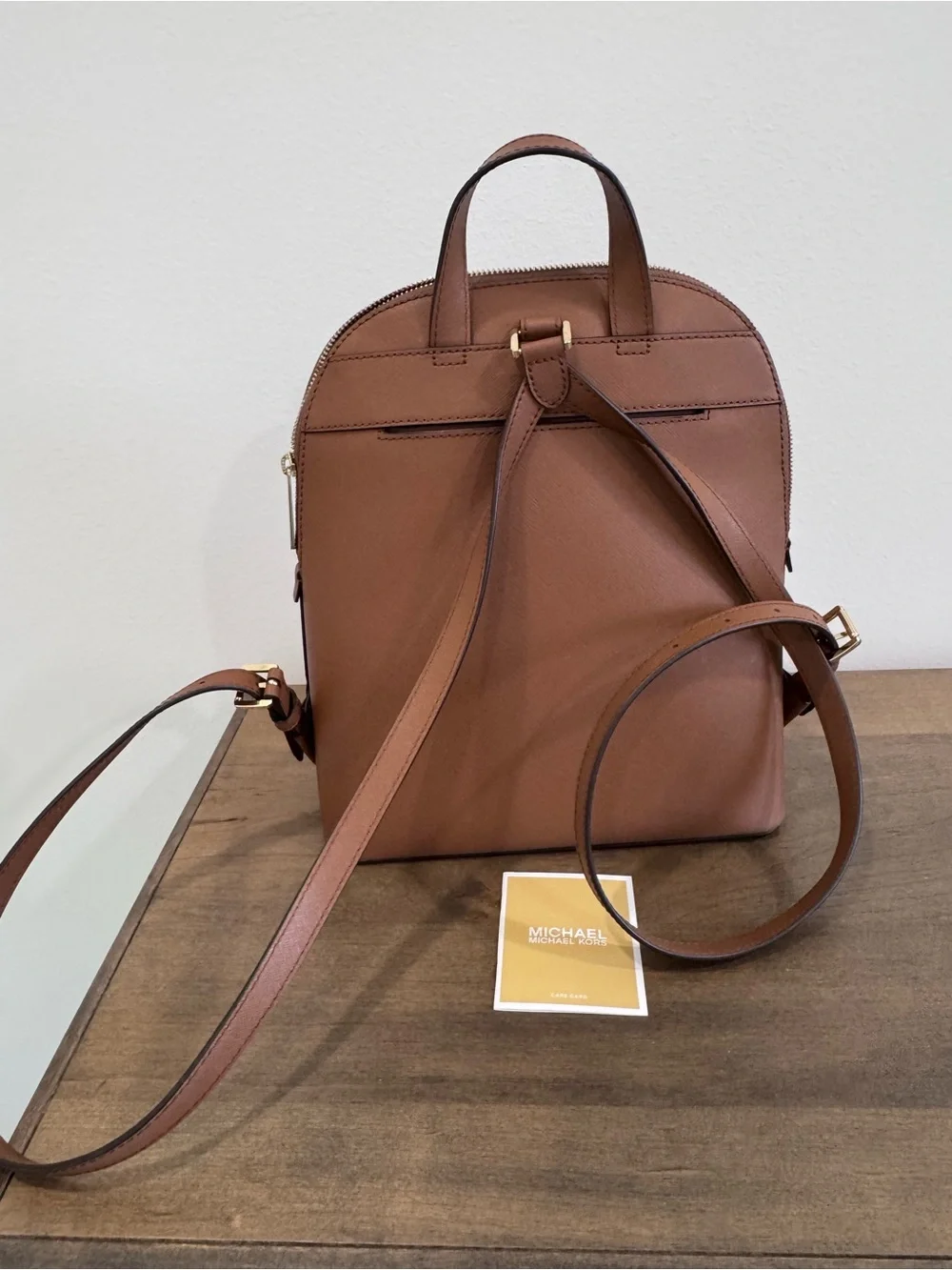 Michael Kors Tan Leather Backpack with Gold Hardware